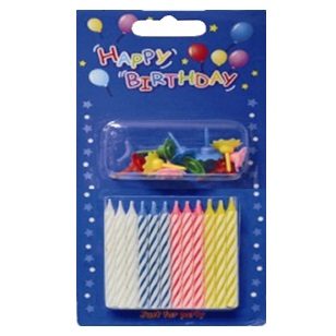 Birthday Candle 12 Candles & 12 Holders