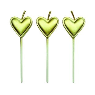 Gold Heart Candles 22mm (8)