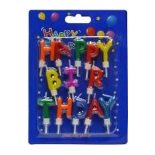 Letter Candle Happy Birthday 13pc & Hold