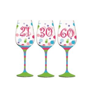 Wine Glass Colourful Dots