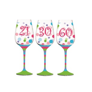 Wine Glass Colourful Dots