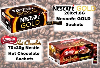 Nescafe Coffe and Nestle Hot Chocolate