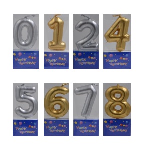 Metal Gold and Silver Number Candle